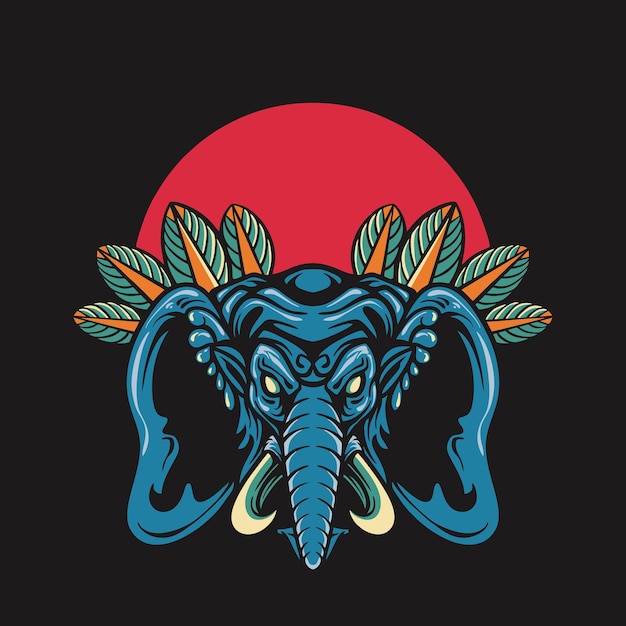 Retro blaue elefant-vektor-illustration