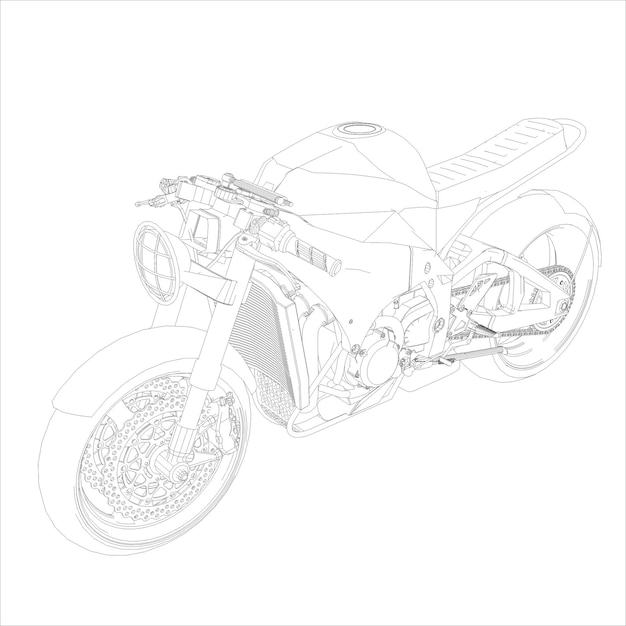 Retro Cafe Racer klassische Motorrad-Wireframe-Blaupunkt-Vektorillustration