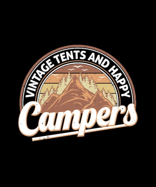 Retro-camping-grafiken t-shirt-design 3