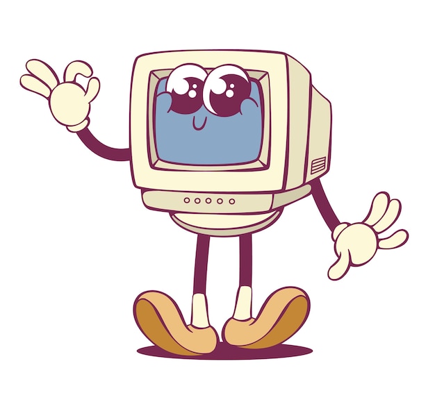 Retro-Computer-Groovy-Zeichentrickfigur