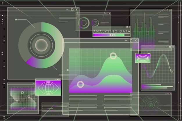 Vektor retro-daten-visualisierungsvorlage