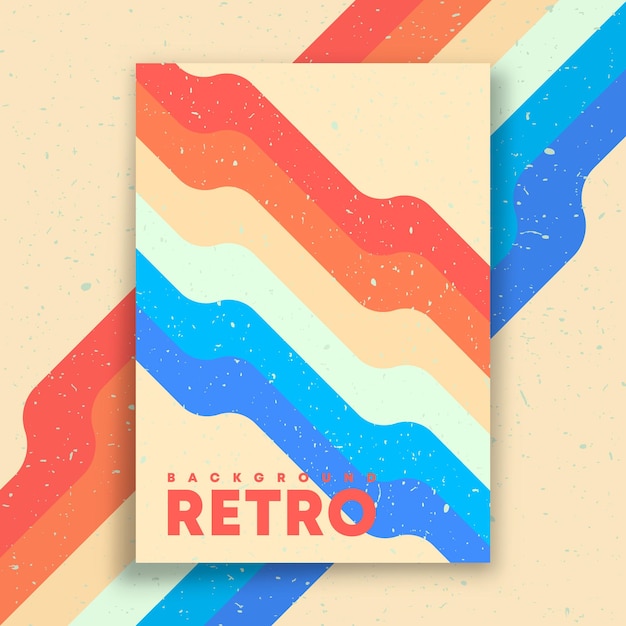 Retro-Design-Poster mit Vintage-Grunge-Textur und farbigen Linien Vektor-Illustration