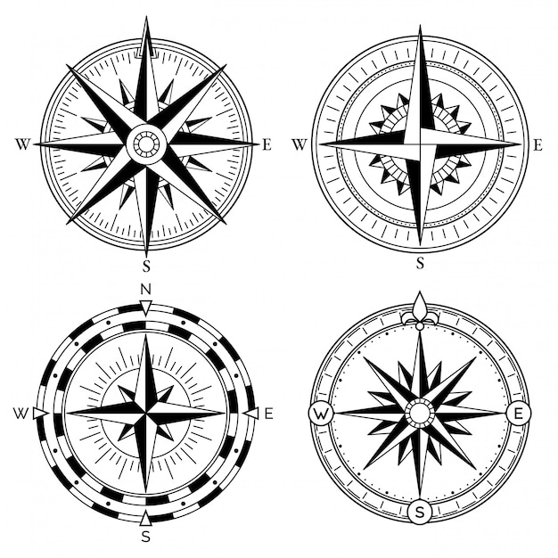 Retro design-vektorsammlung der windrose
