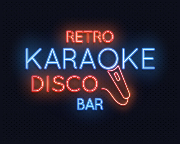 Retro disco-karaoke-bar-neonlicht-zeichen