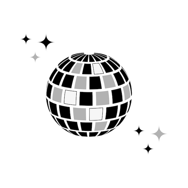 Vektor retro-disco-kugel schwarze disco-kugel im modernen stil vektorillustration