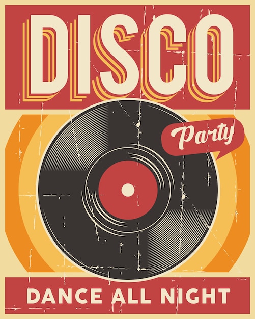 Vektor retro-disco-tanzparty-plakat