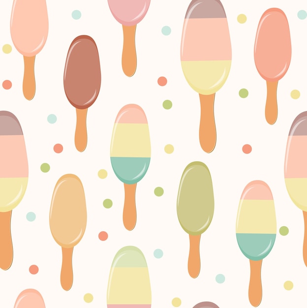 Retro-Eiscreme-nahtloser Muster-Hintergrund. Vektorillustration