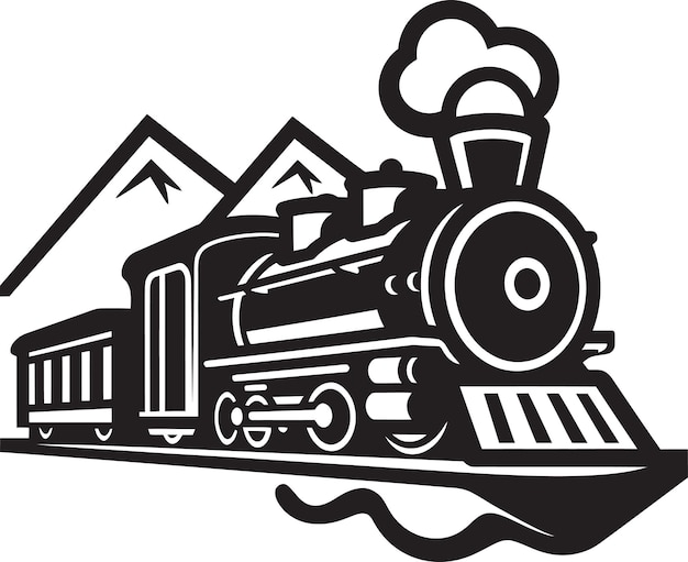 Retro-eisenbahnsystem schwarz icon antike transportlinien vektor schwarz design