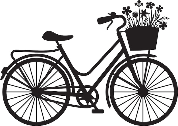 Vektor retro fahrrad mit blumen