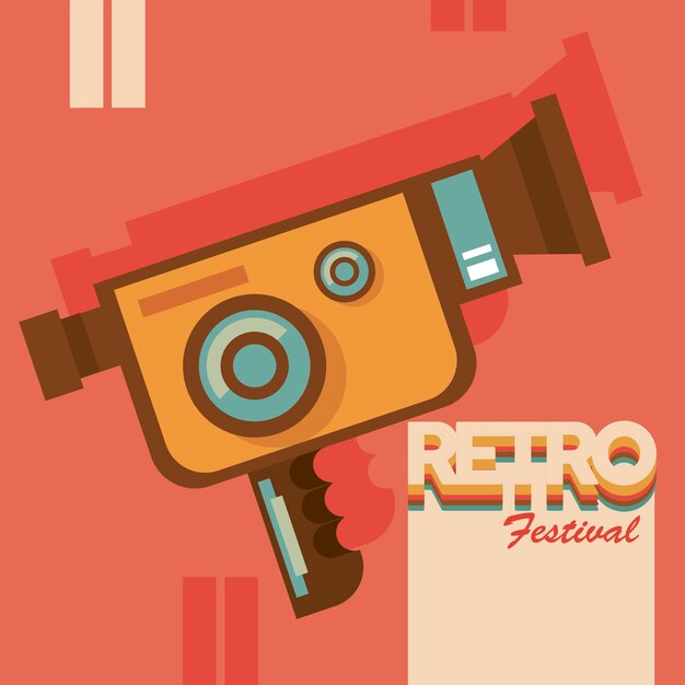 Vektor retro festival schriftzug poster mit videokamera