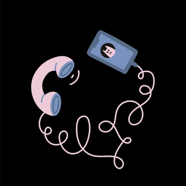 Retro-festnetztelefon mit smartphone-cartoon-stil vektor trendige moderne illustration flaches design isoliert verbindung von generationen kundenbetreuung kommunikation und beratung