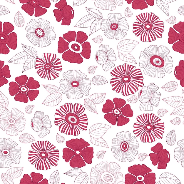 Retro floral nahtlose Muster linear groovy Blume Ästhetische abstrakte moderne Kunst