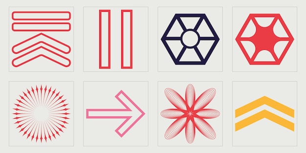 Retro futuristische Elemente für das Design Retro futuristische grafische Ornamente Elemente für die grafische Dekoration