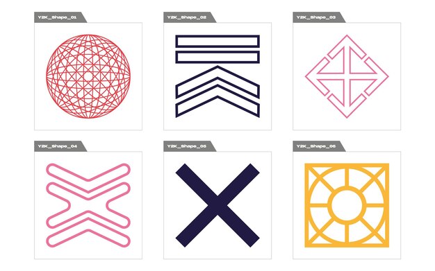 Retro futuristische Elemente für das Design Retro futuristische grafische Ornamente Vorlagen für Notizen Poster