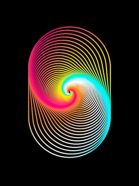 Retro-gestreifter Kreis im Stil der 60er- und 70er-Jahre Abstrakt rundes Vintage-Designelement Regenbogen-Grafik Poster