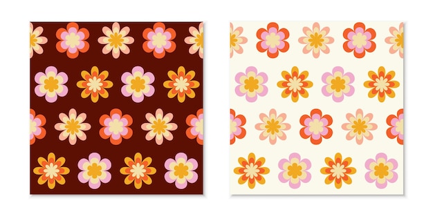 Retro-groovy Gänseblümchen nahtlose Muster 70er-Jahre Vibes Blumenhintergrund für Bettwäsche oder Textildesign