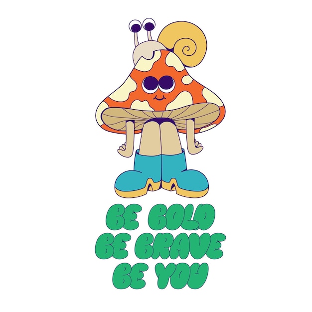 Retro-Groovy Pilz-Maskottchen-Charakter-Sublimations-Design