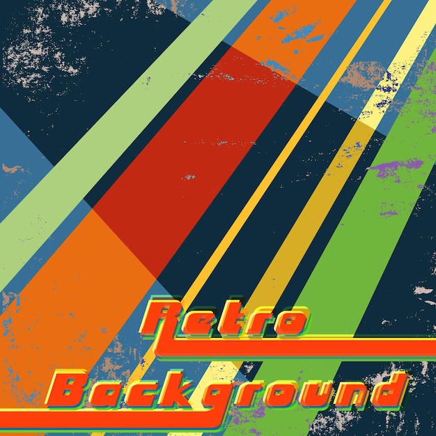Retro-grunge-textur-design-hintergrund mit vintage farbigen streifen vektor-illustration