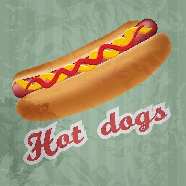 Retro-Hotdog-Hintergrund. Vektor-Illustration