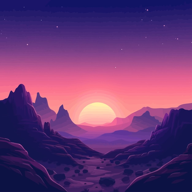 Vektor retro-illustration des sonnenuntergangs