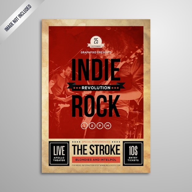 Vektor retro indie-rockmusik-festival-plakat