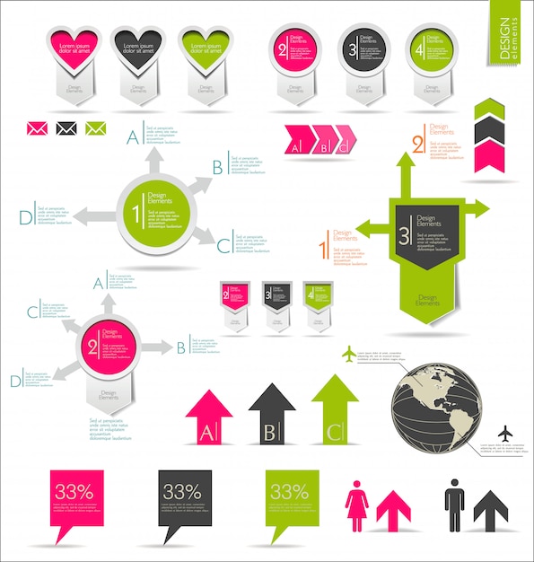 Vektor retro infografiken gesetzt