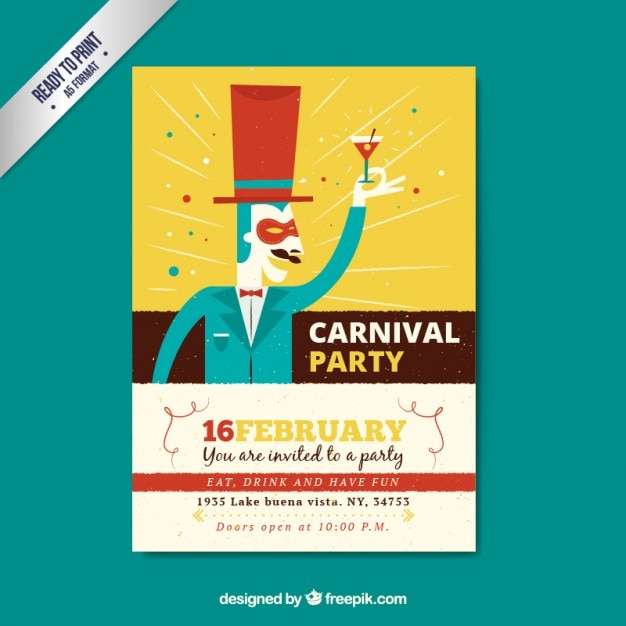 Retro karneval-party-plakat