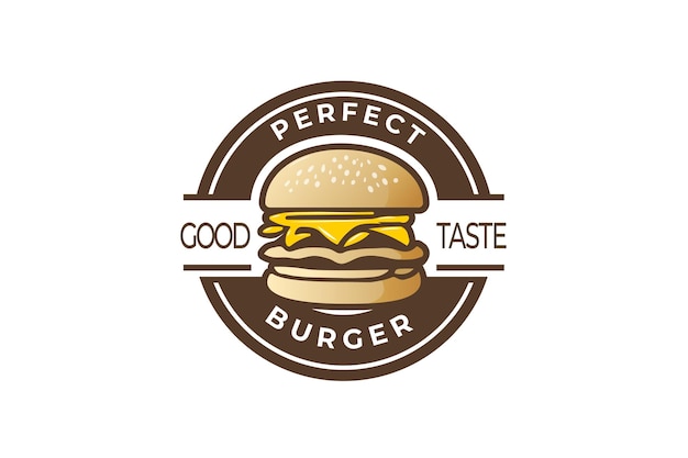 Retro-kreisförmige Burger-Logo-Vorlage Design Restaurant-Logo Fast-Food-Logo Vektor-Eps-Datei