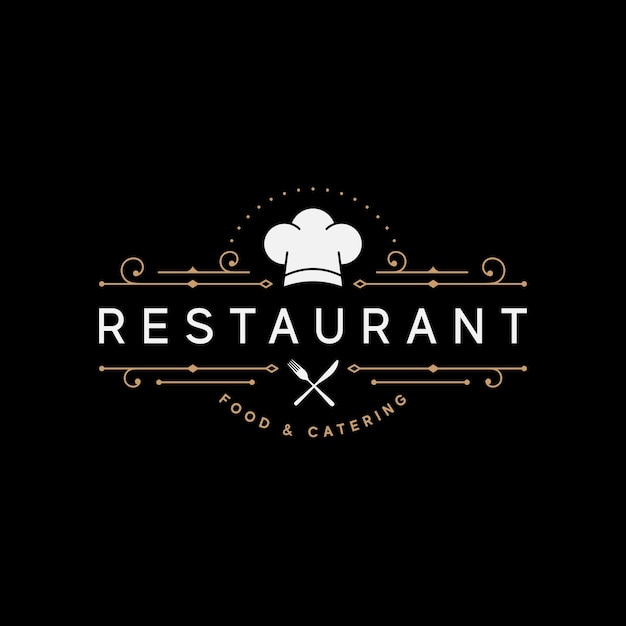 Vektor retro-logo-design für restaurants und gastronomie