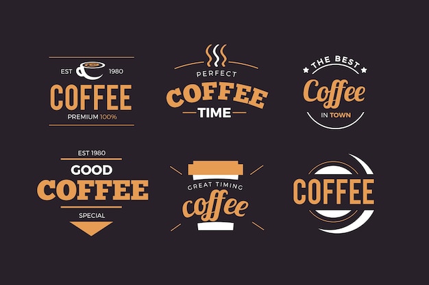 Vektor retro-logo-pack der kaffeestube