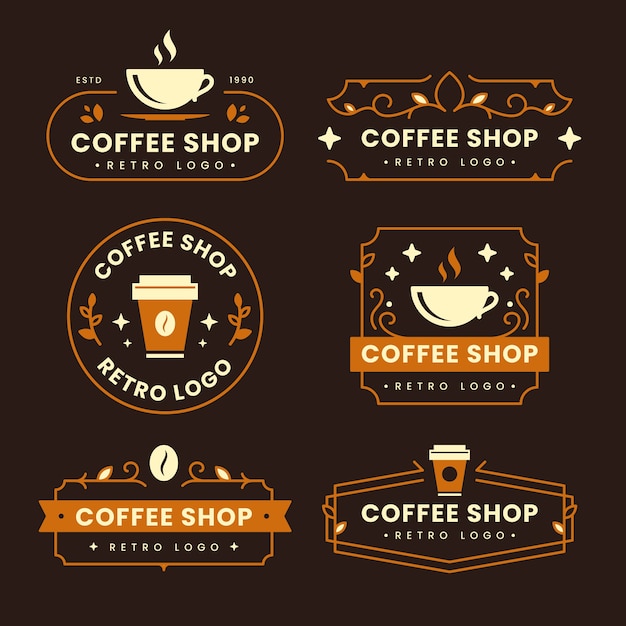 Retro logo-sammlung der kaffeestube