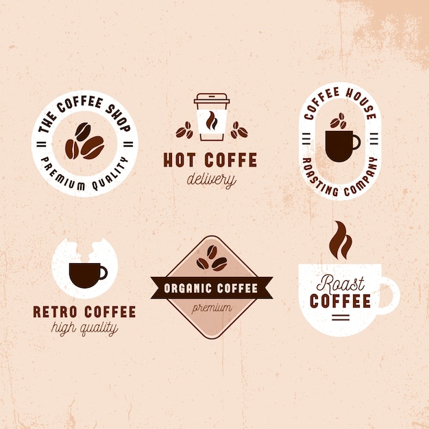 Retro logo-sammlungsdesign der kaffeestube