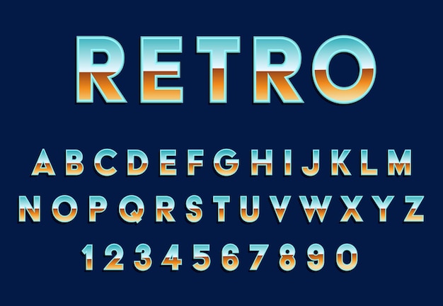 Retro metallic alphabet vektor schriftart