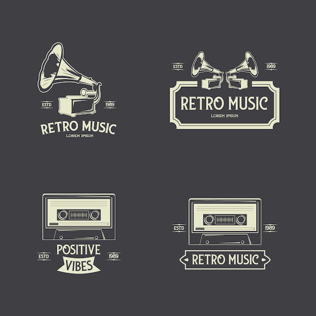 Retro music badges label-sammlung