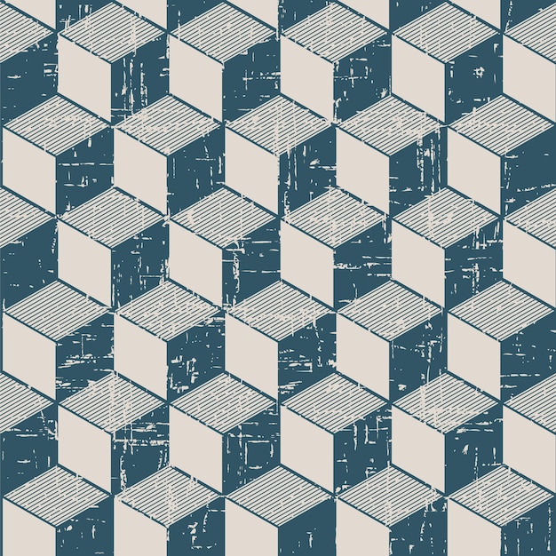 Retro-Muster mit kubischer Liniengeometrie
