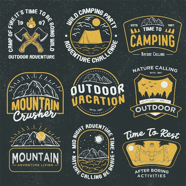 Retro Outdoor Abenteuer Abzeichen Logo Sammlung