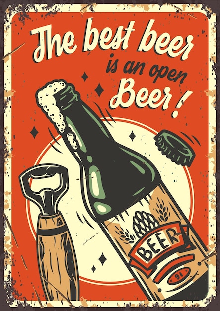 Retro poster craft lager bierflasche mit schaum pint öffner und bierdeckel für das bayerische oktoberfest