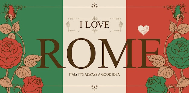 Vektor retro-postkarte ich liebe rom