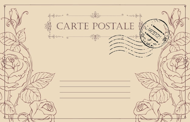 Retro-Postkarte mit Rosen