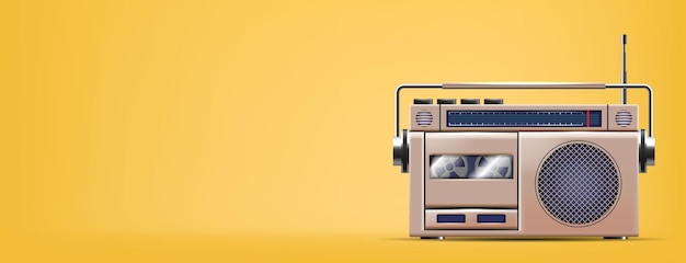 Retro-Radio auf gelbem Banner