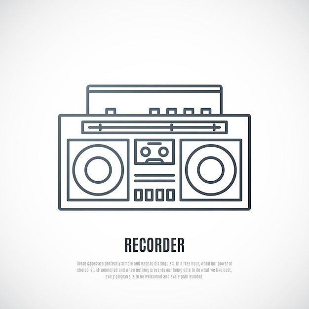 Vektor retro-radio-tonbandgerät vintage-boombox-symbol vektor-musik-emblem