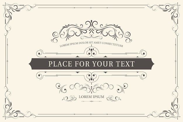 Retro-Rahmen für Hochzeitseinladungen oder anderes Design und Platz für Text