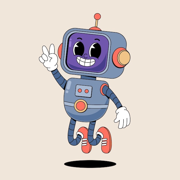 Retro-Roboter geben ein Friedenszeichen