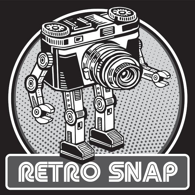 Retro-Roboter-Maskottchen im Retro-Kamera-Charakter-Design