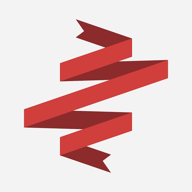 Retro-rotes Band-Symbol auf weißem Hintergrund gekrümmtes Textilsymbol flaches Vektor-isoliertes Banner
