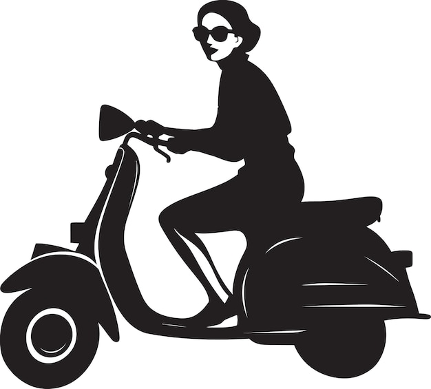 Retro scooterista maven elegant vector mark chic scooterista silhouette ikonisches emblem