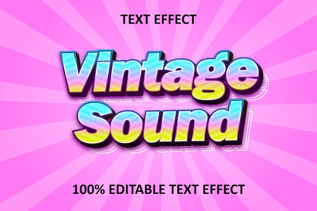 Vektor retro sound text editierbarer texteffekt rainbow pink rainbow