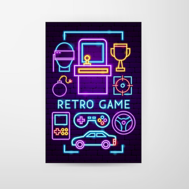 Retro-spiel-neon-flyer