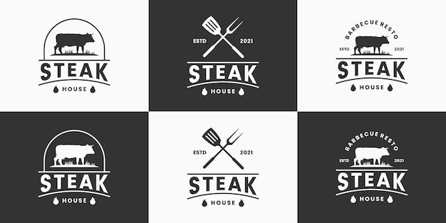 Retro-Steakhouse-Logo-Design-Kollektion