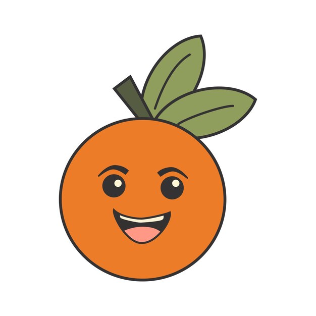 Retro-stil glücklicher animierter orangefarbener illustration